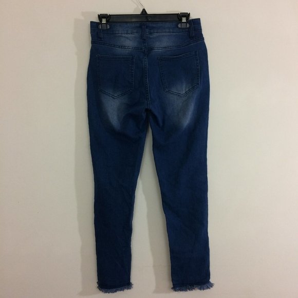 Jesse Womens Junior Skinny Jeans Size 7 Medium Wash Mid Rise Denim Raw Hem 28x27 - Picture 7 of 7